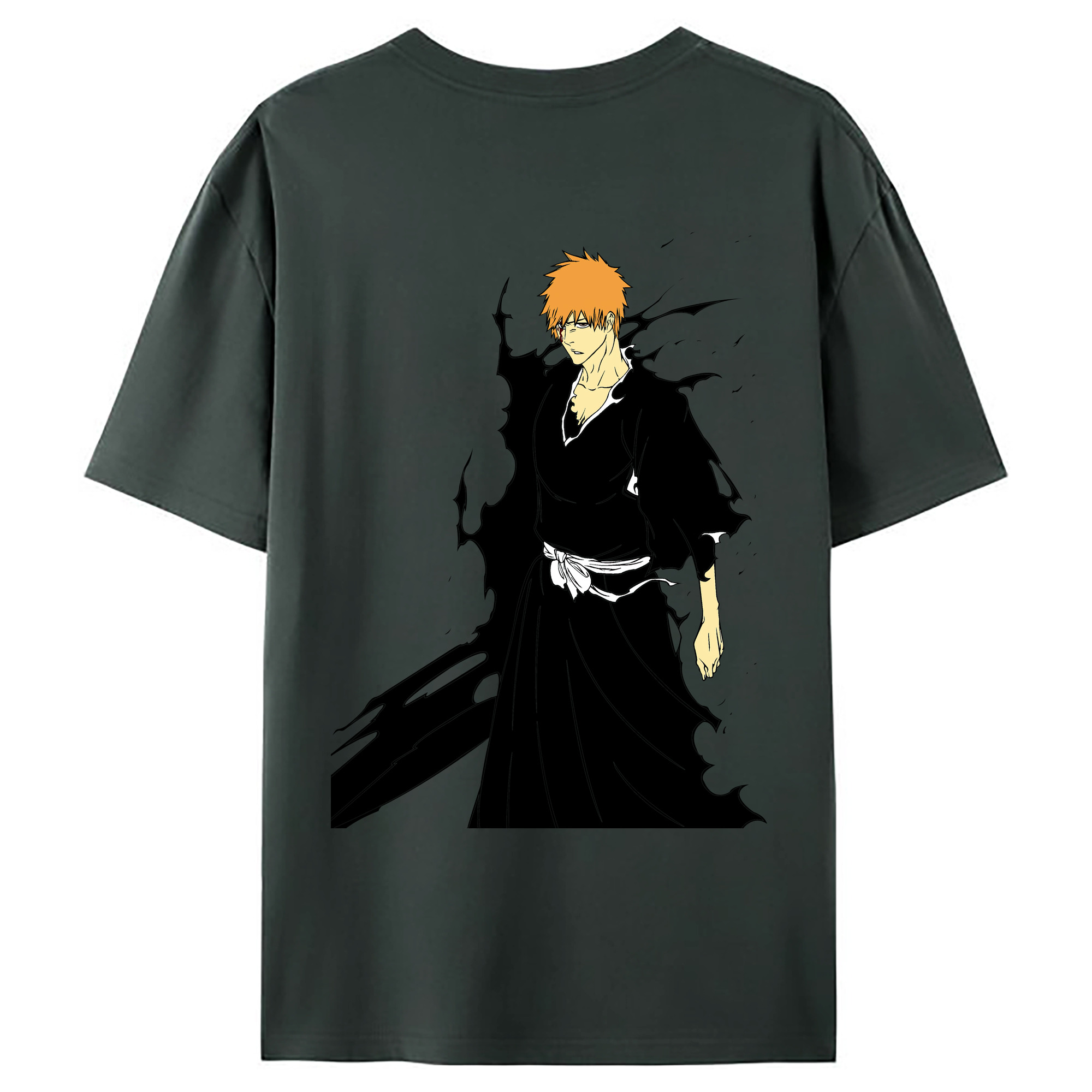 （画像用） ブリーチ 黒崎一護（くろさき いちご）BLEACH Kurosaki Ichigo 綿100％ メンズ半袖Tシャツ（バックプリント） 通気性